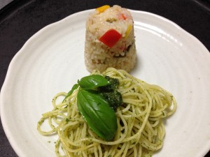 ピメントライス&バジルパスタ